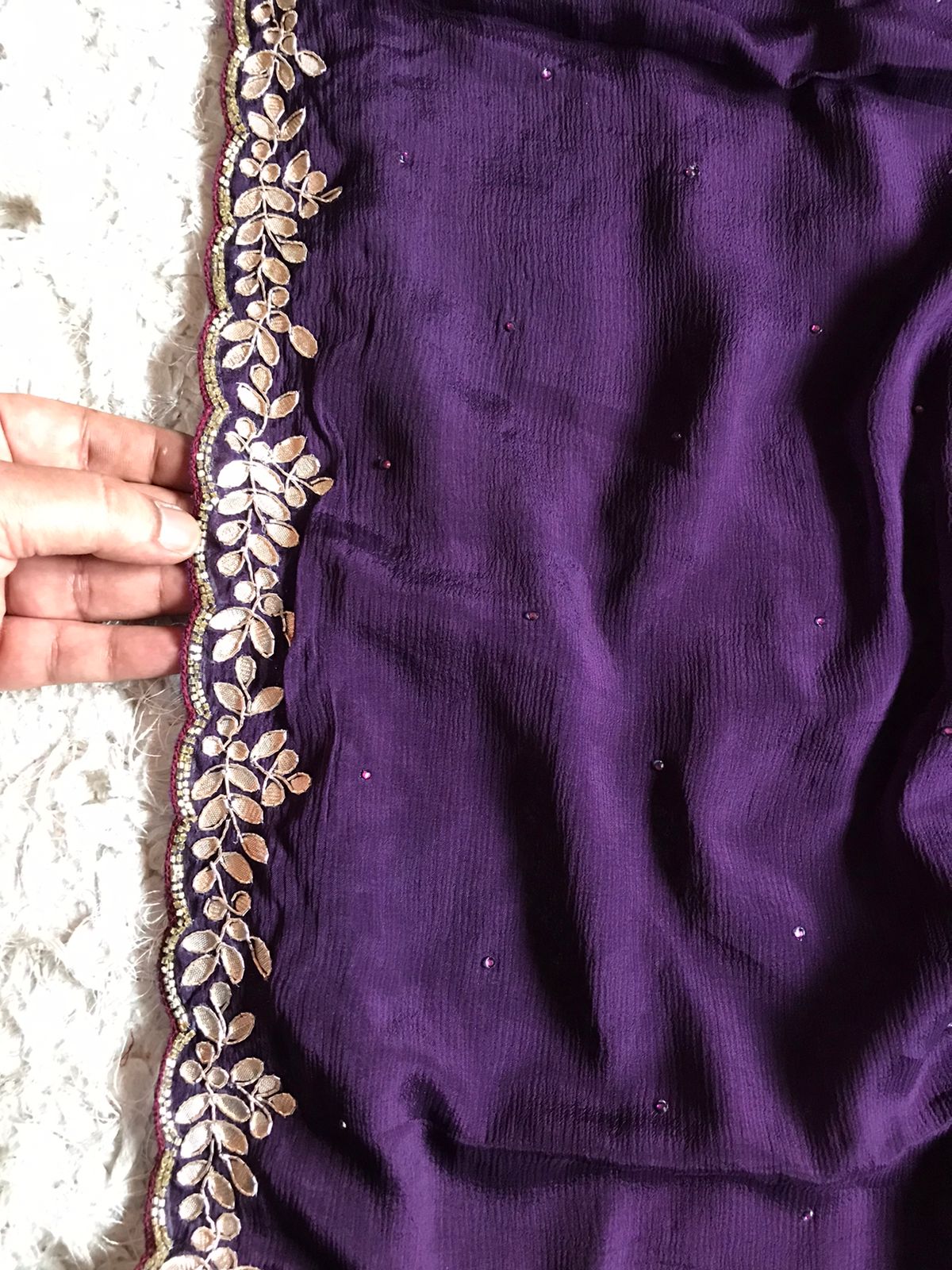 Purple vogue partywear saree