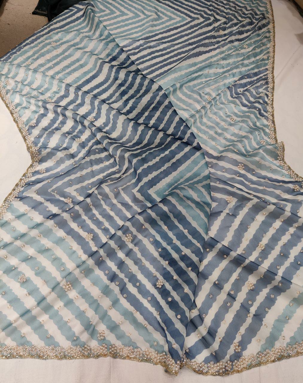 Kaju organza Pearl saree