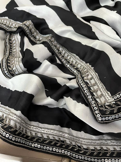 Satin striped trendy saree