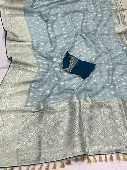 Gunisha khaddi gorgette saree