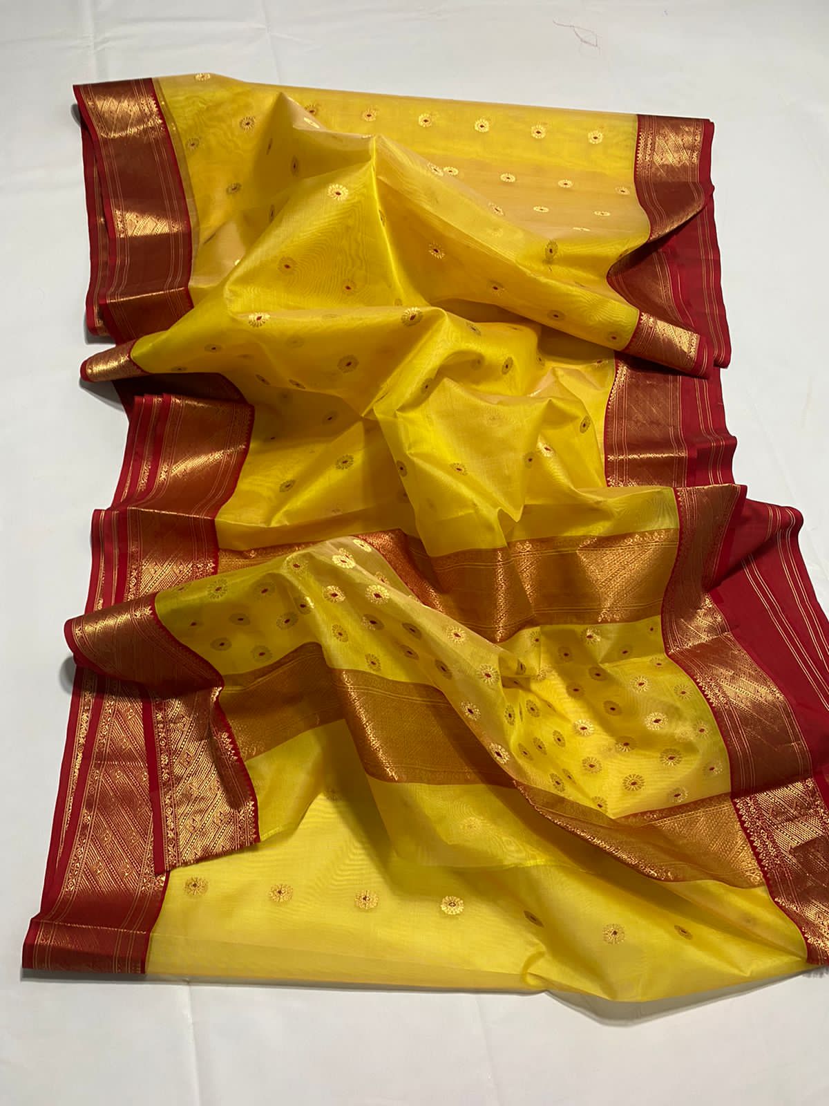 Heer yellow Chanderi saree handloom saree blouse
