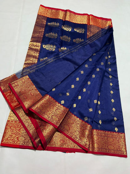 Royal blue Chanderi saree