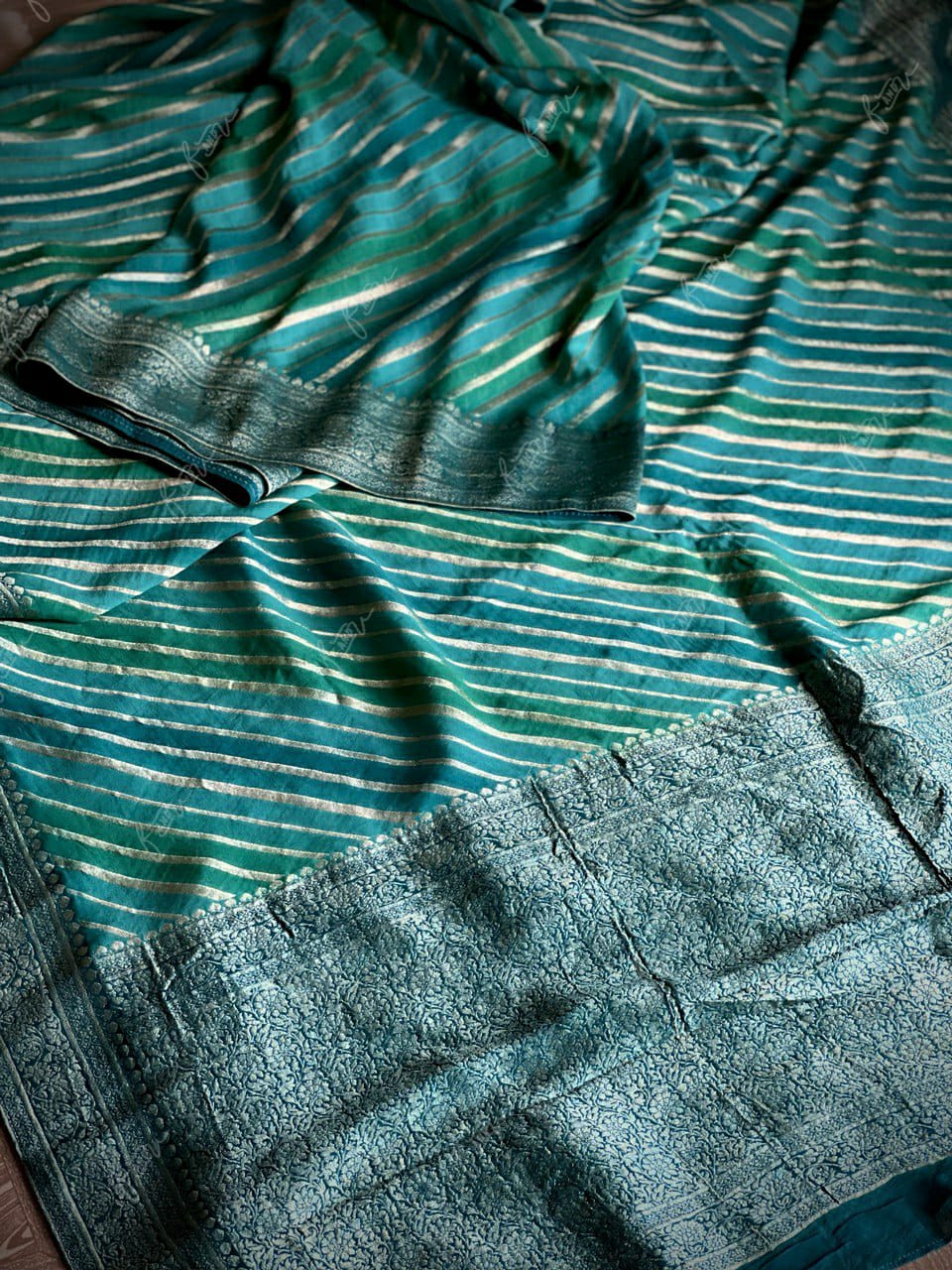 Lehariyan khaddi gorgette saree
