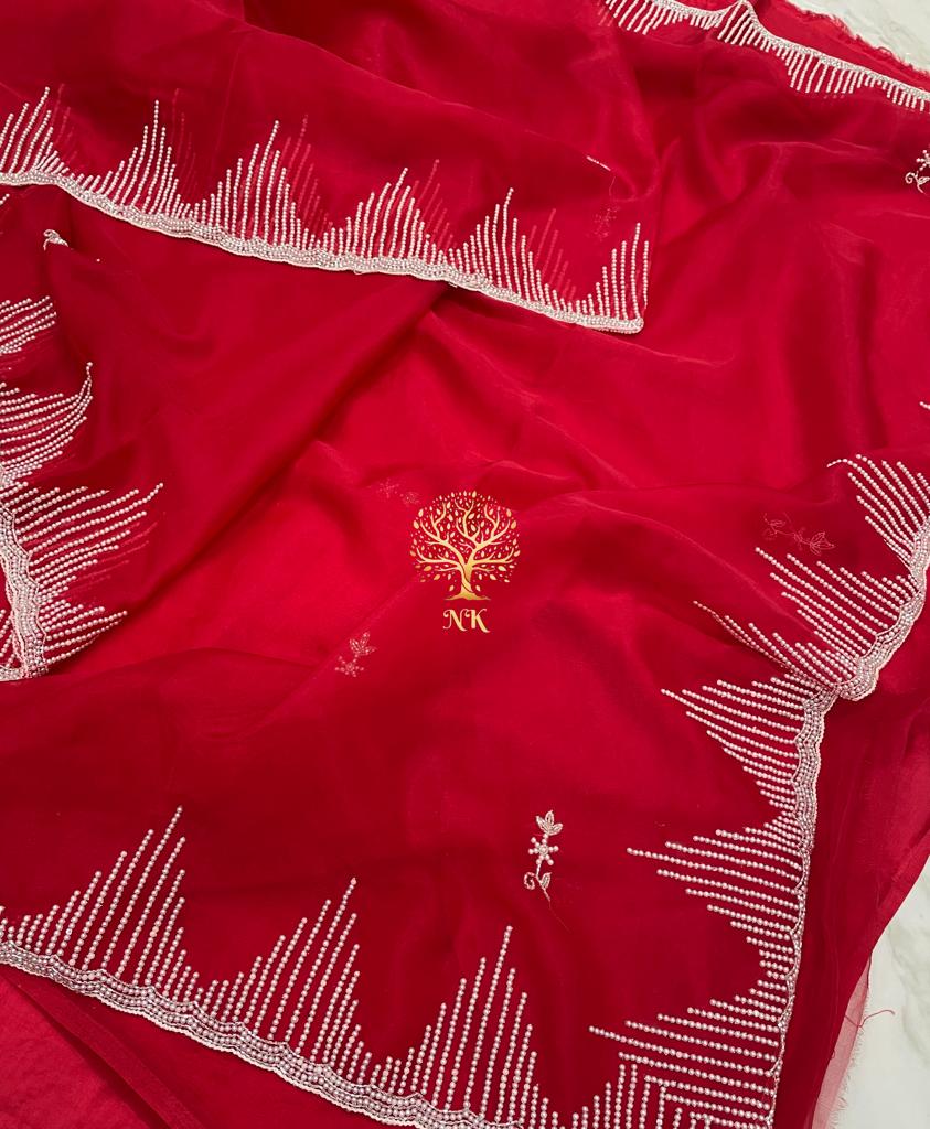 Organza flowy saree