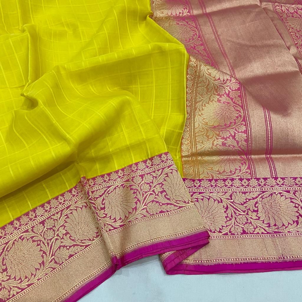 Quansi kora silk banarsi saree
