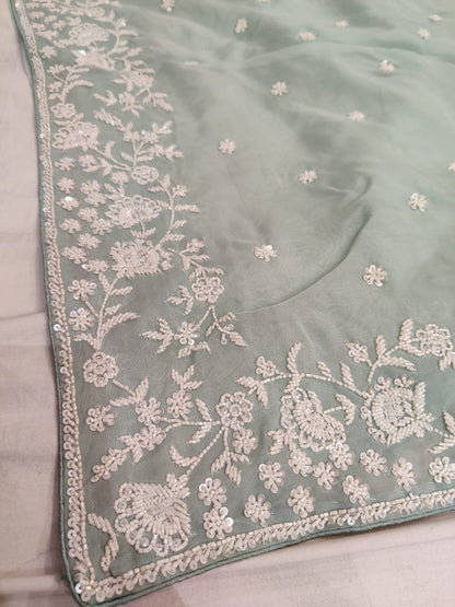 Madhavi zardosi organza saree