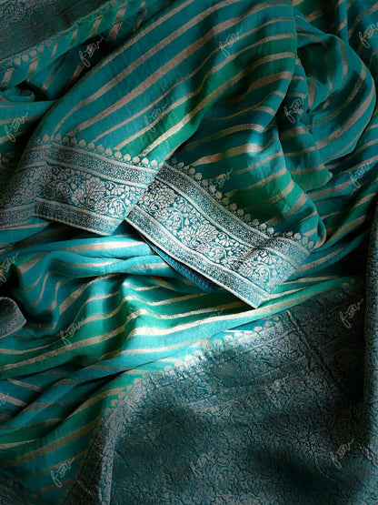 Lehariyan khaddi gorgette saree