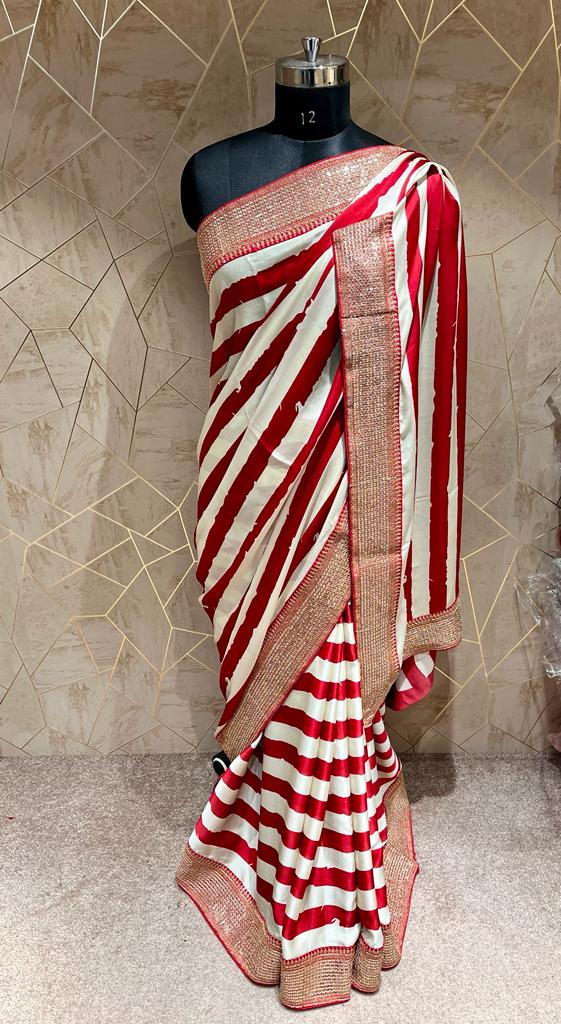 Cinati satin striped saree