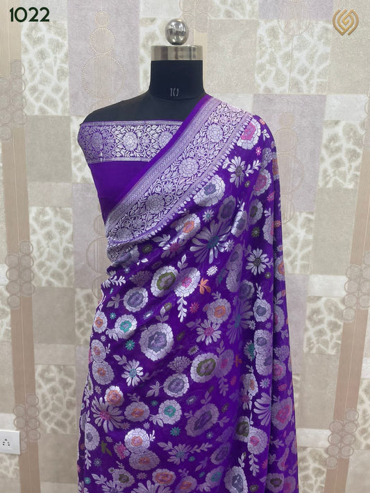 Purple tifli jangla saree