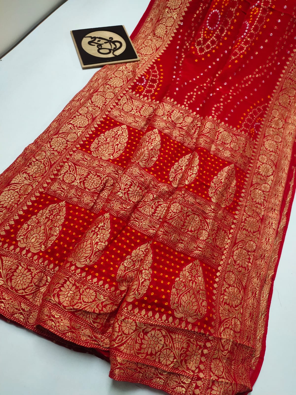 Bandhani banarsi gorgette saree