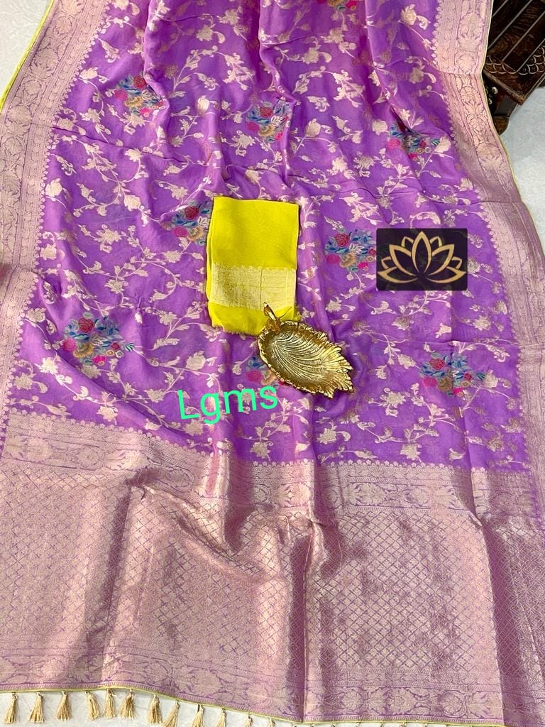 Floral khaddi gorgette saree