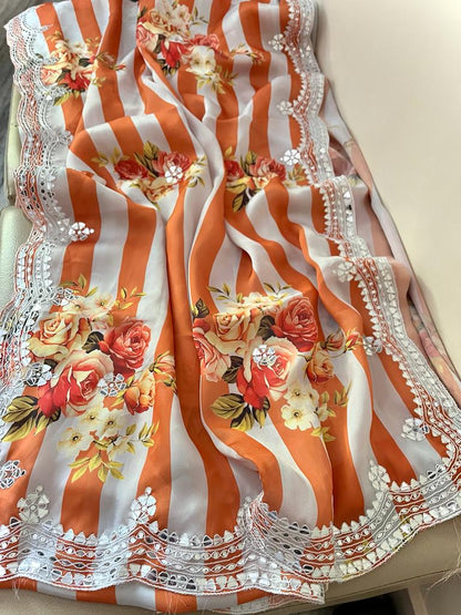 Nosheen satin crepe saree