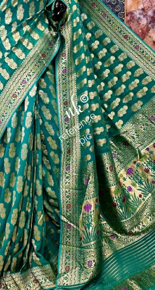 Nirbah woven gorgette khaddi saree