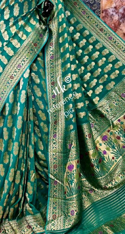 Nirbah woven gorgette khaddi saree