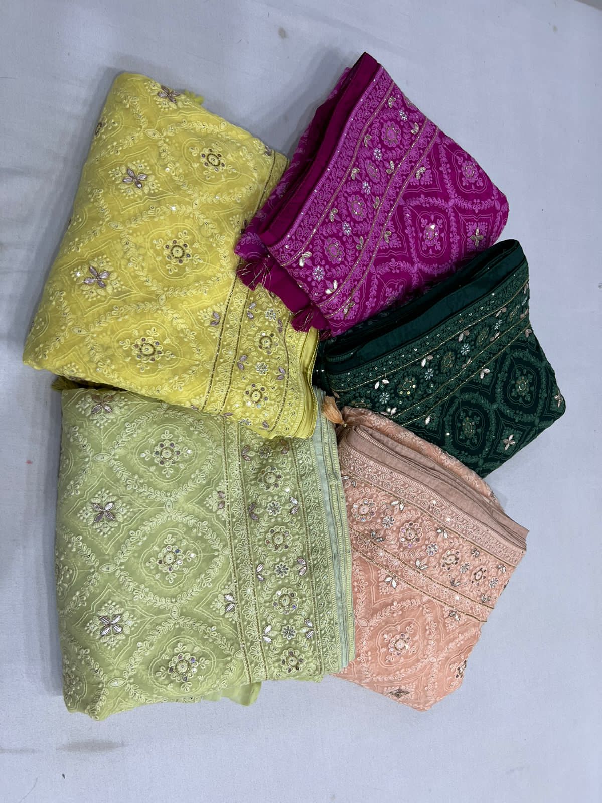 Naina chikankari gorgette saree