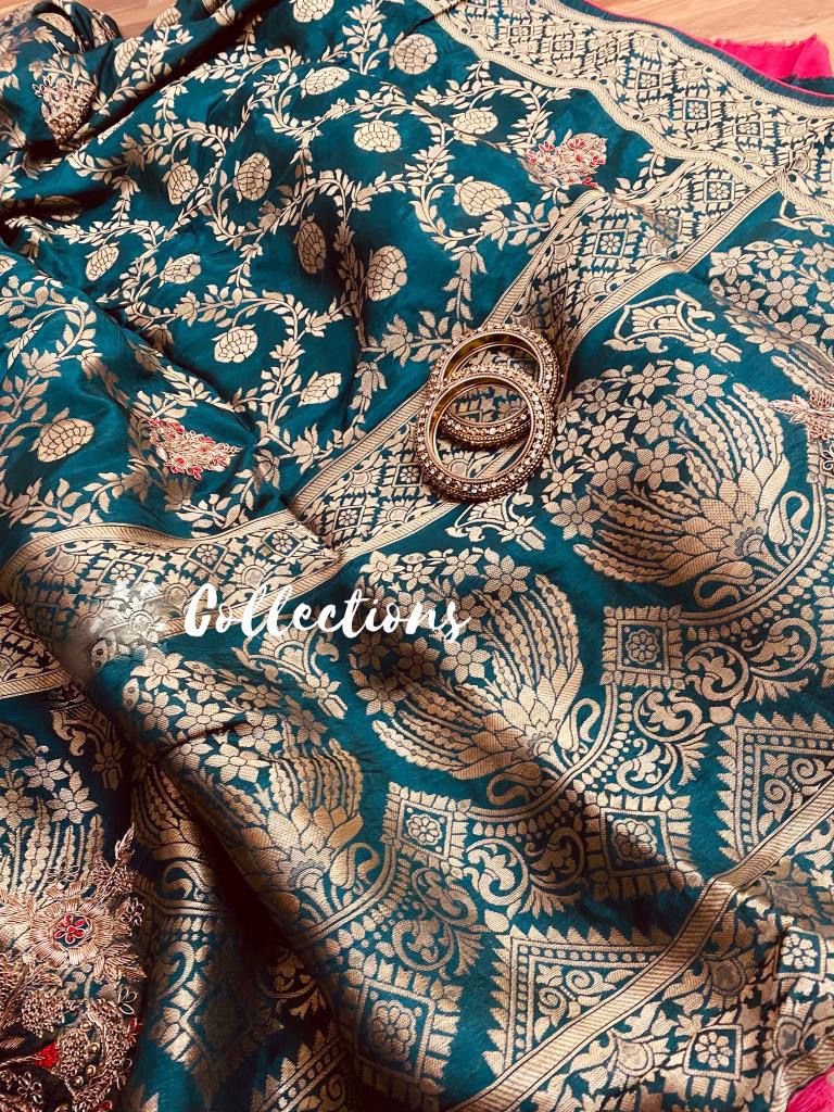 Zardosi Munga saree