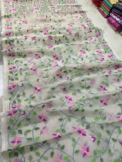 Gulmohar jamdani saree