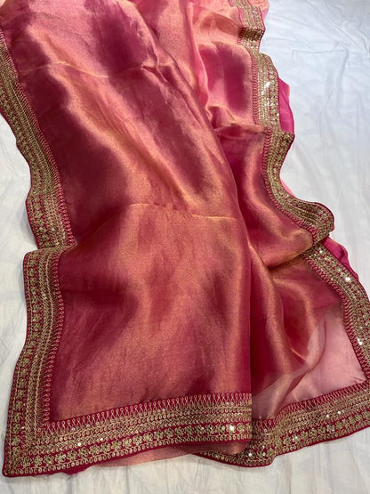 Kanjeevaram inspired tissue organza saree
