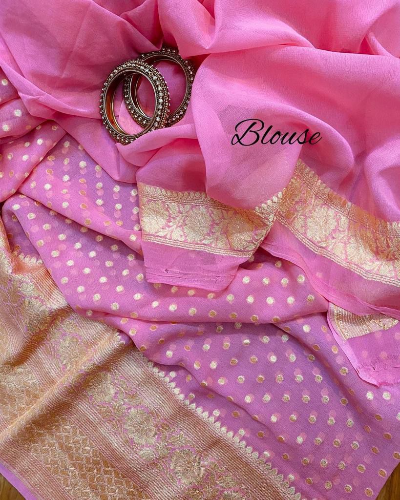 Pink handwoven banarsi saree Royal Sarees