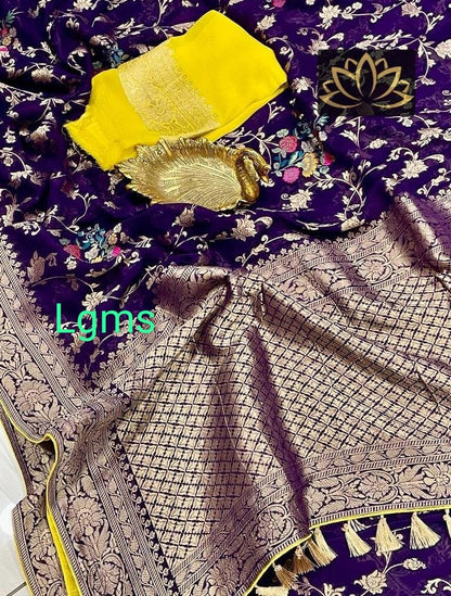 Floral khaddi gorgette saree