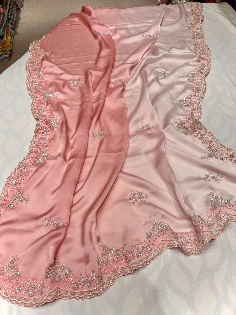 Satin shaded partywear saree