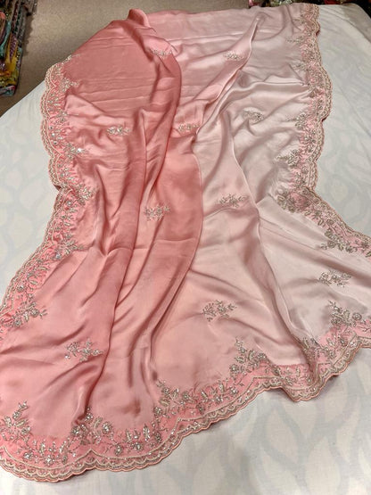 Satin shaded partywear saree