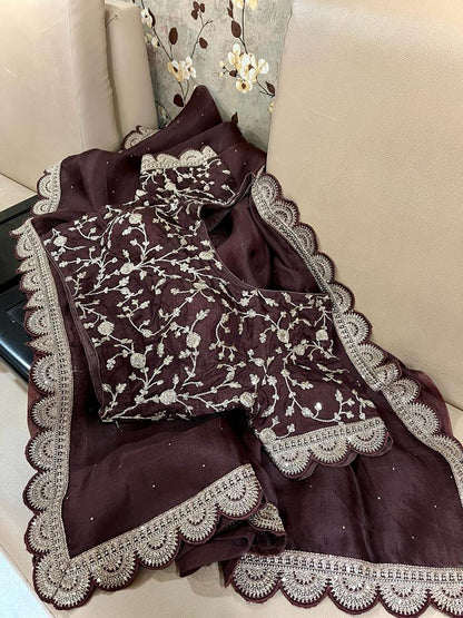 Maisha organza saree Indian sari blouse