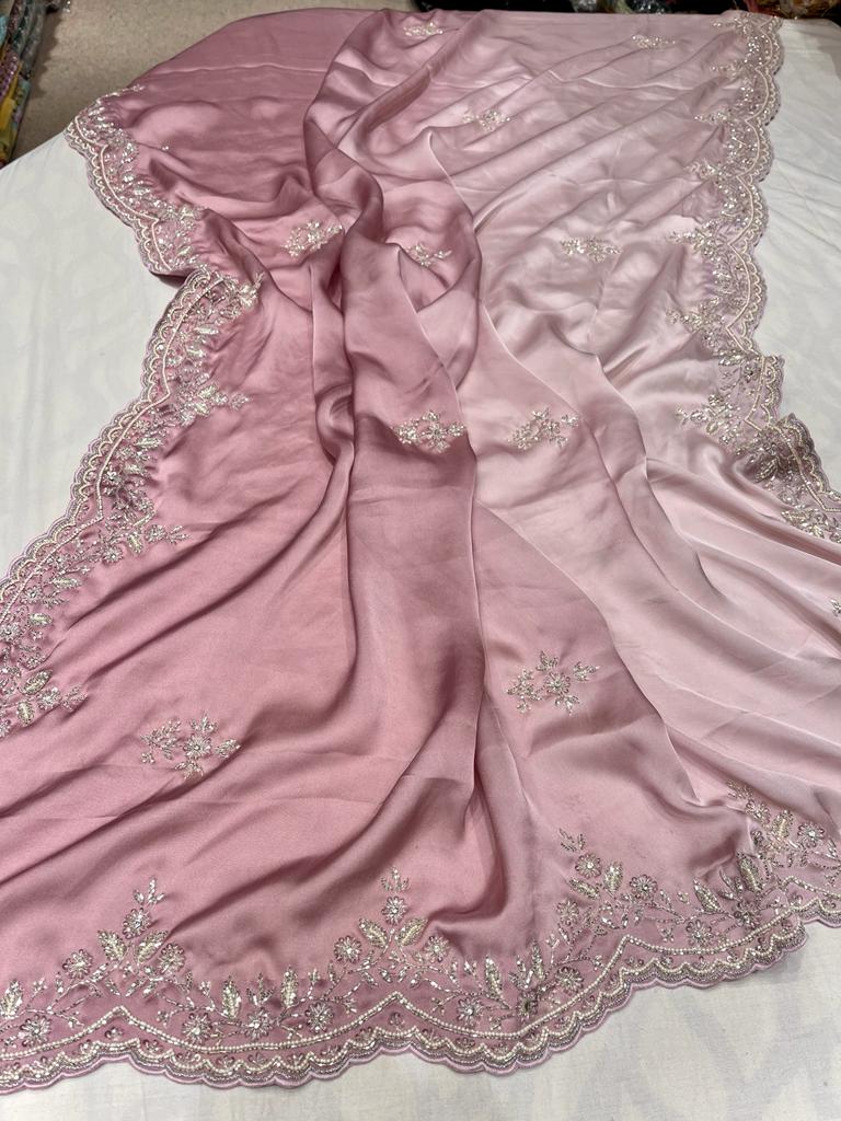 Satin shaded partywear saree