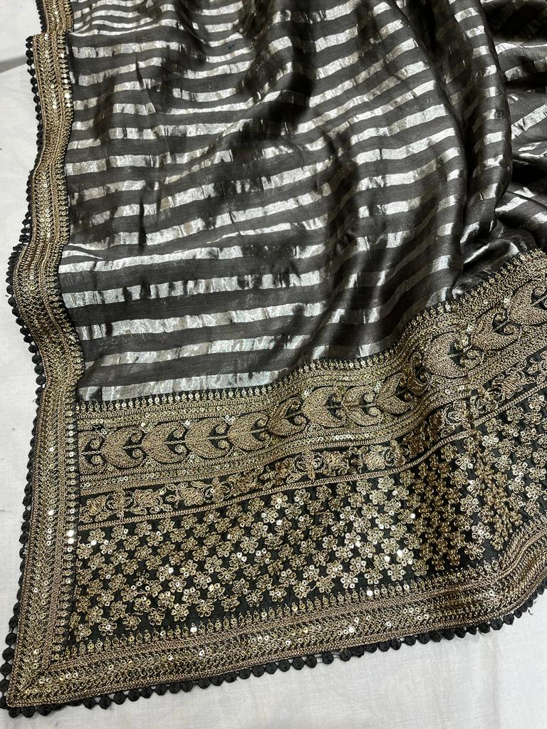 Chanderi inspired striped saree