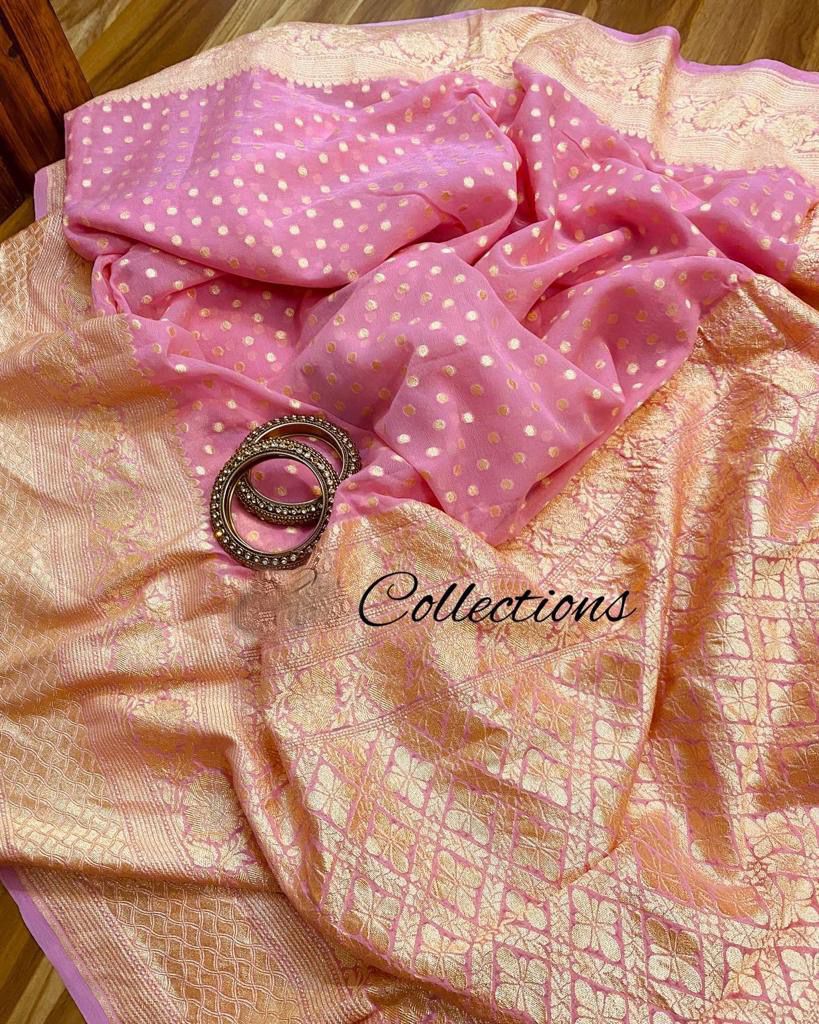Pink handwoven banarsi saree Royal Sarees