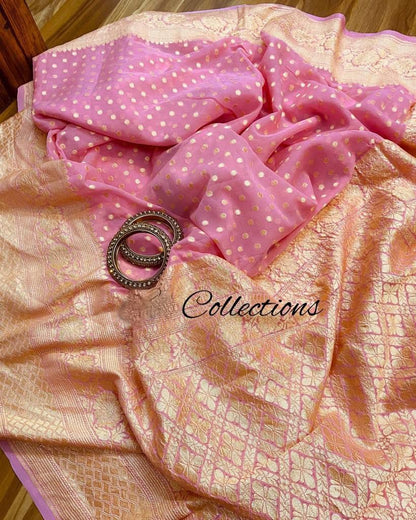 Pink handwoven banarsi saree Royal Sarees