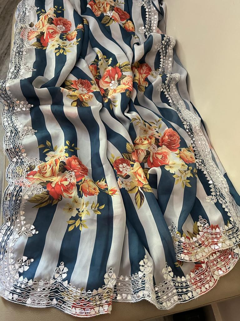 Nosheen satin crepe saree