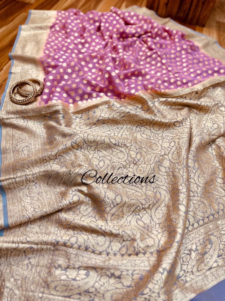 Pink handwoven Banarsi saree