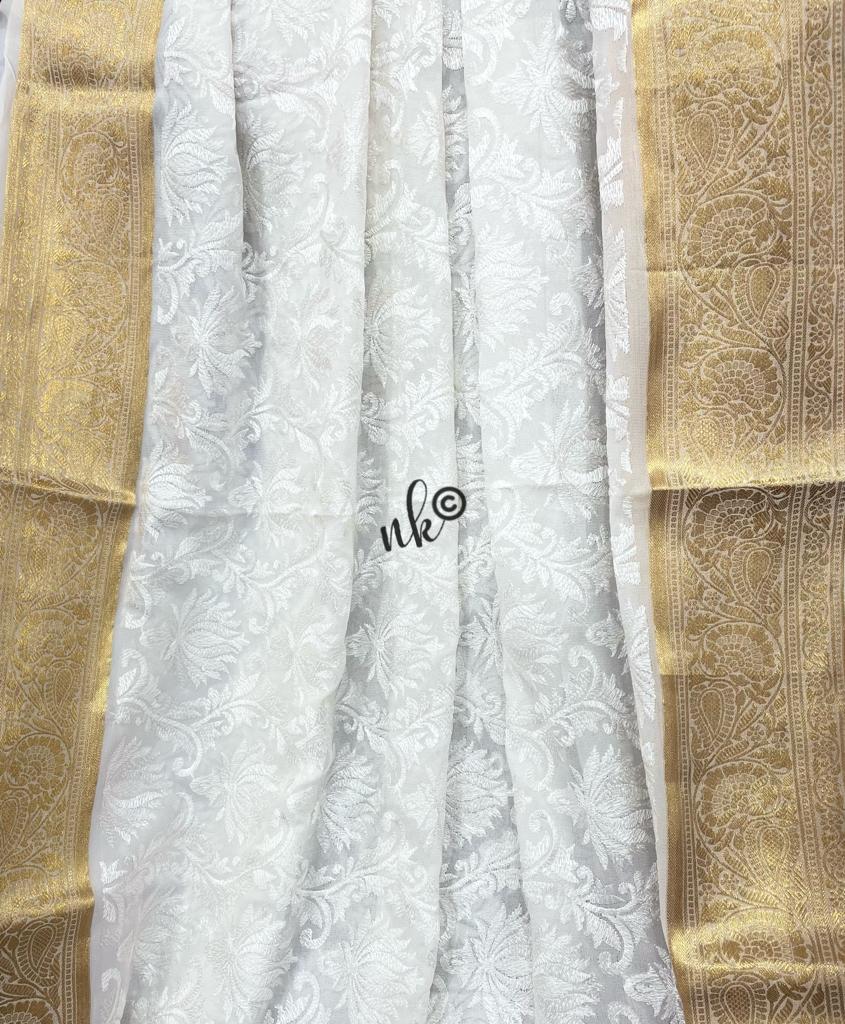 Liljie Khaddi chikankari saree