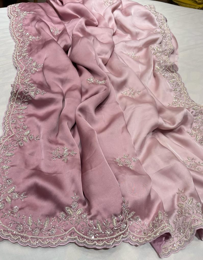 Satin shaded partywear saree