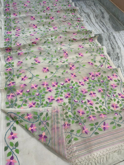 Gulmohar jamdani saree