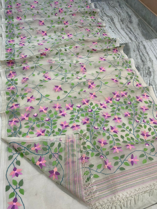 Gulmohar jamdani saree
