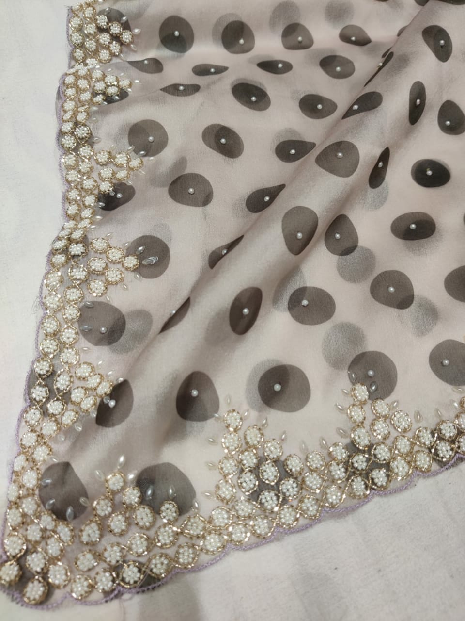 Polka dot inspired organza saree