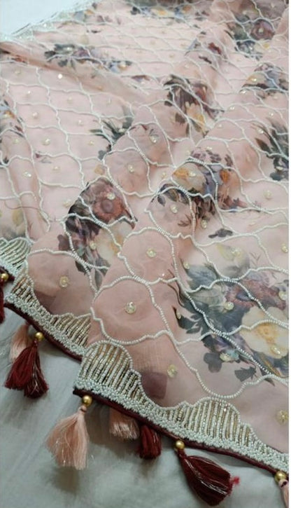 Pearl pink beautiful saree