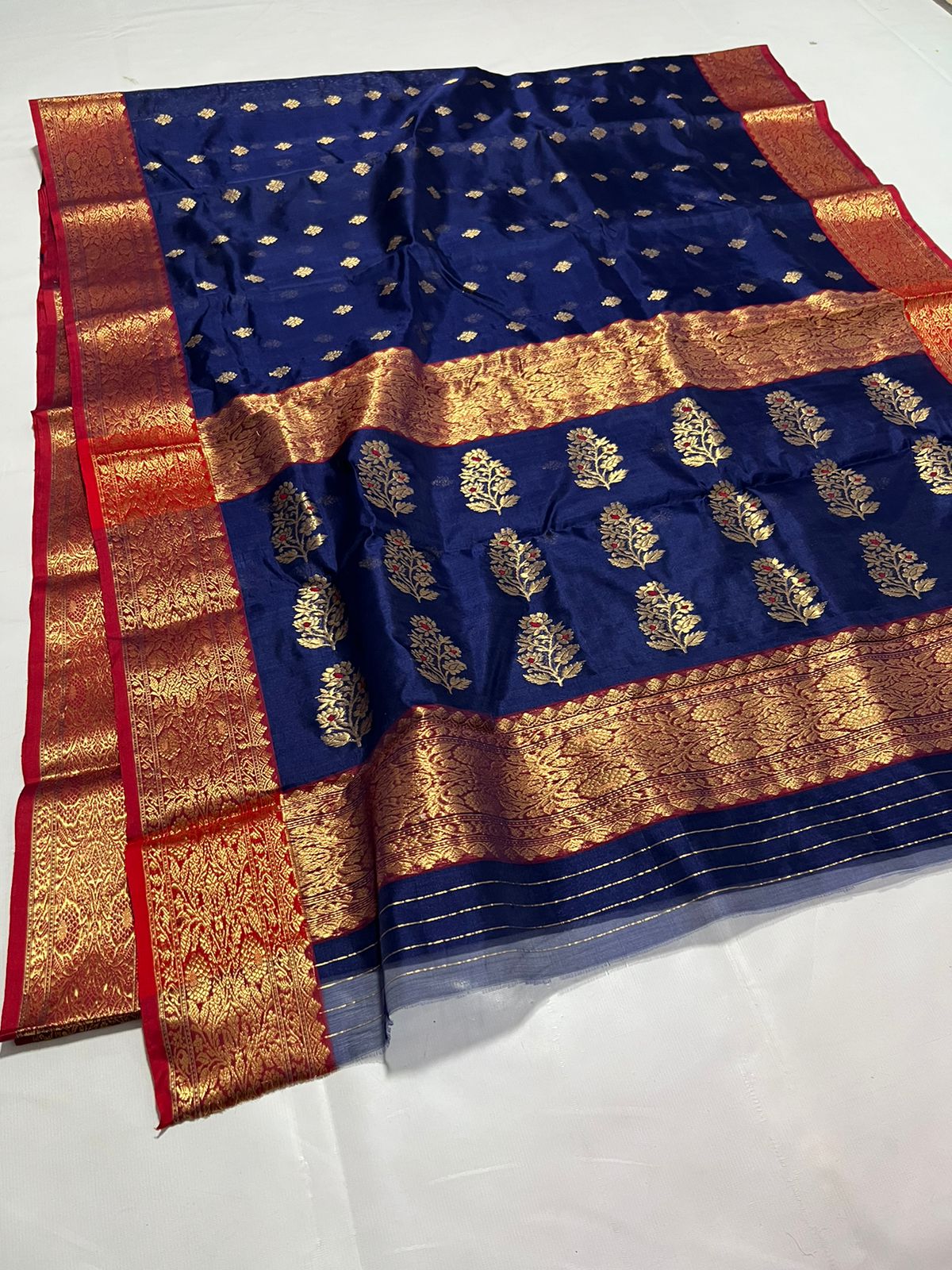 Royal blue Chanderi saree