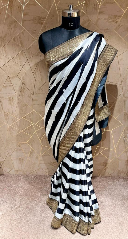 Cinati satin striped saree