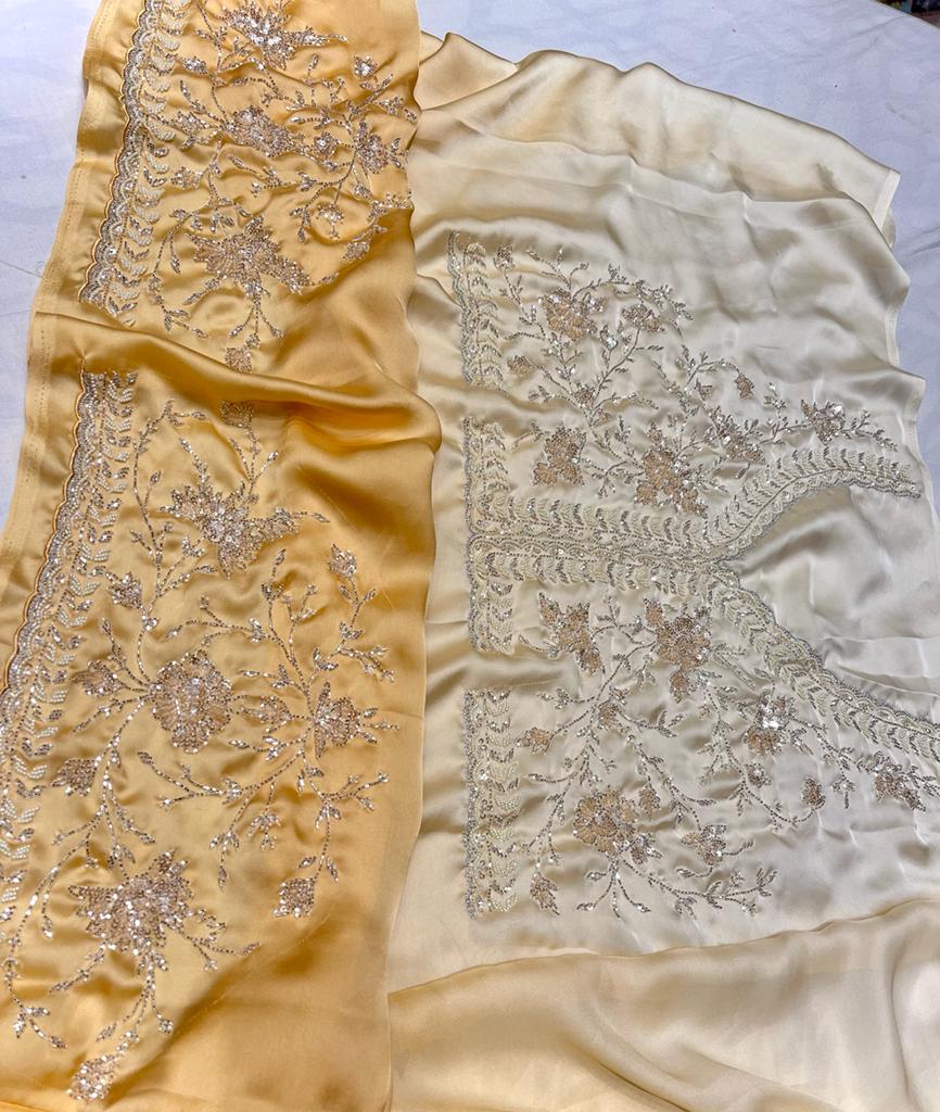 Satin shaded partywear saree
