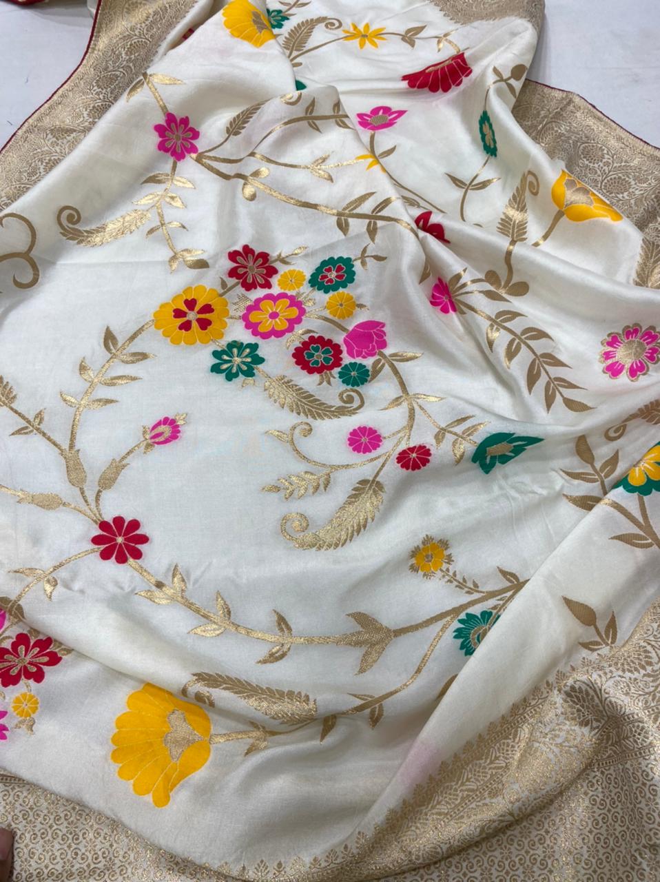 Naveli Meenakari floral saree