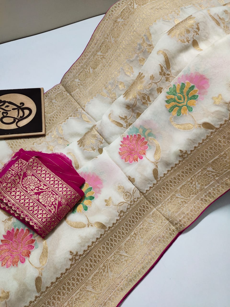Floral banarsi gorgette saree