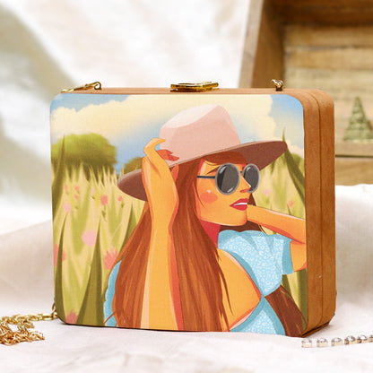 Stylo printed clutch bag
