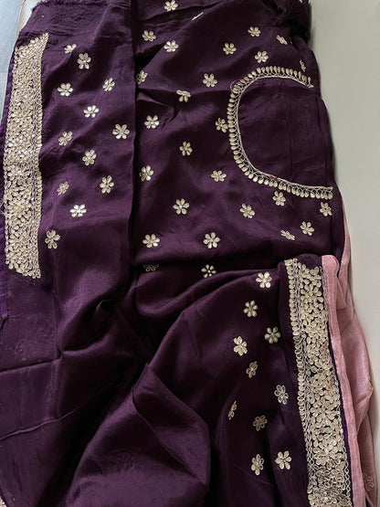 Zanelia tissue zardosi saree