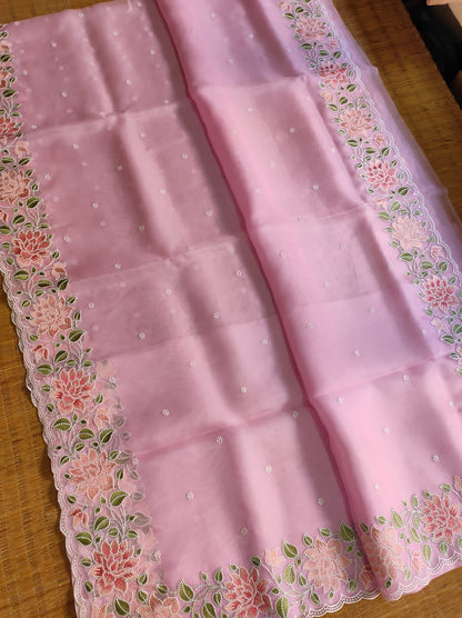 Floral organza silk saree