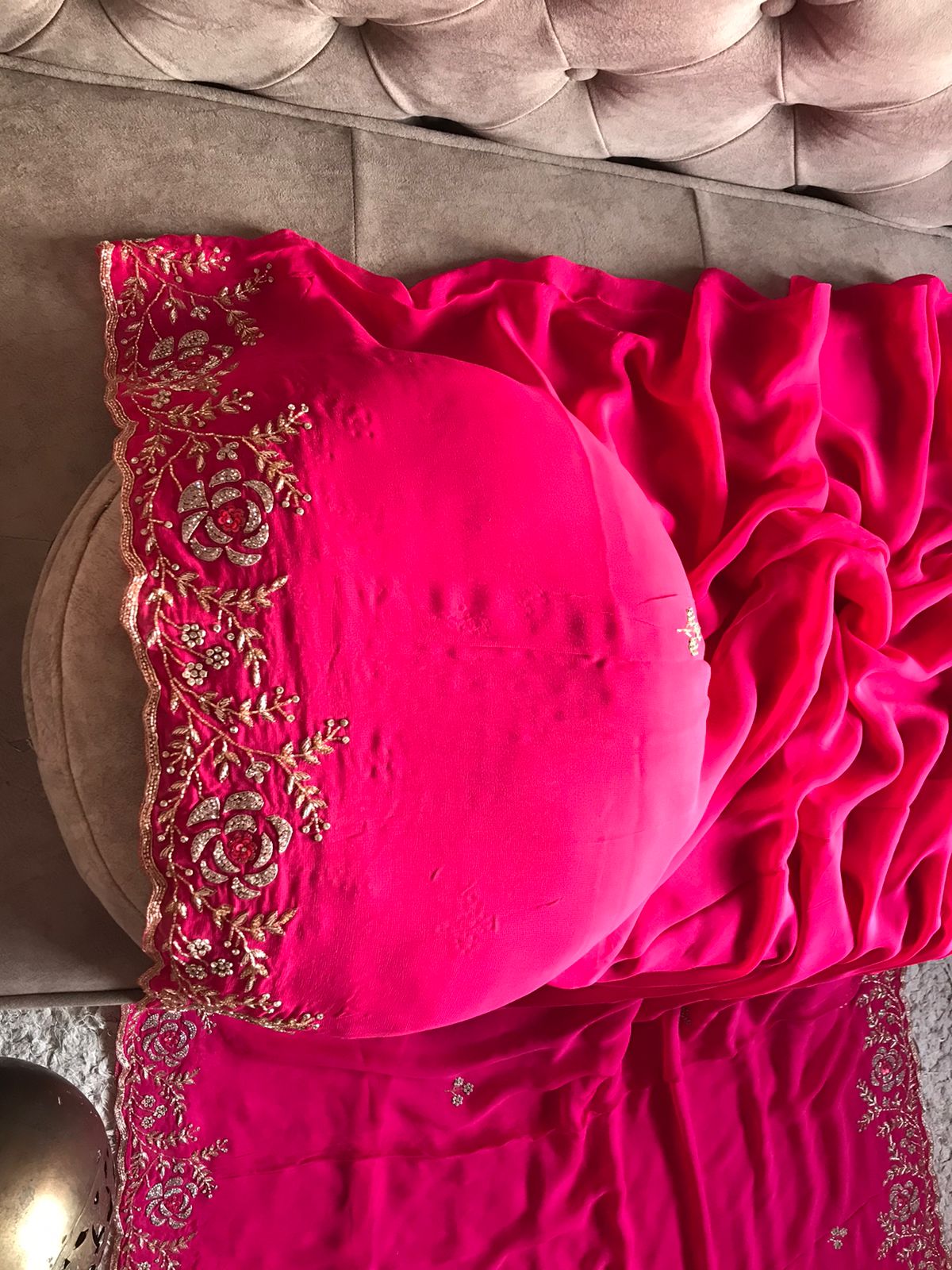 Feather rose zardosi premium saree