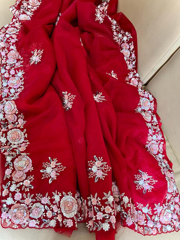 Laisha organza sequence reception saree