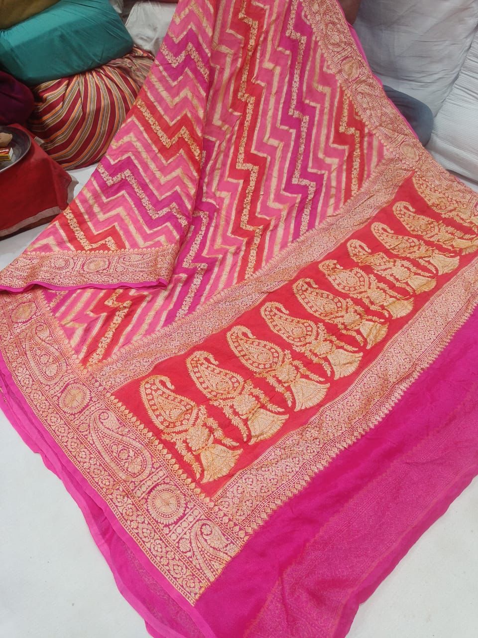 Nasheen banarsi gorgette saree